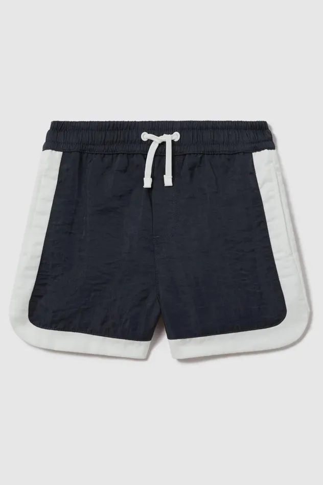 Children Reiss Swimwear Surf Contrast Drawstring Swim Shorts Navyecru