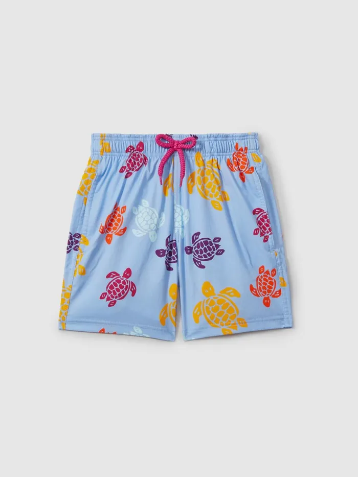 Children Reiss Swimwear Turtle Print Swim Shorts Fleur De Lin Blue