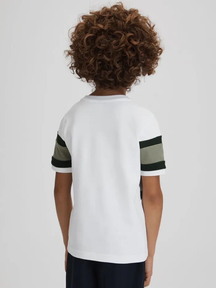 Children Reiss TShirts Auckland Cotton Colourblock Crew Neck TShirt Green