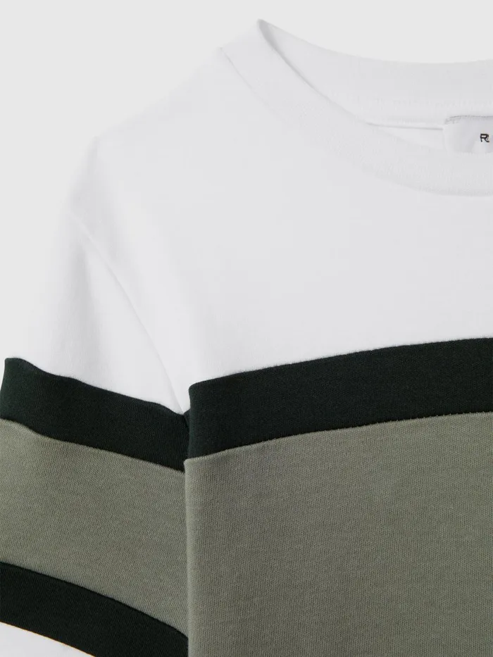 Children Reiss TShirts Auckland Cotton Colourblock Crew Neck TShirt Green