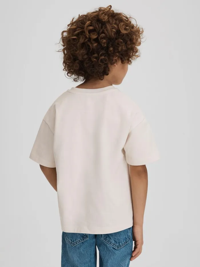 Children Reiss TShirts Sands Cotton Crew Neck Motif TShirt Ecru