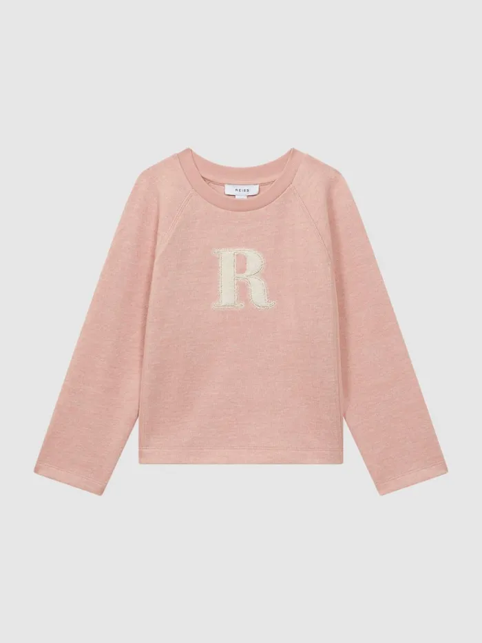 Children Reiss Tops and TShirts Connie Cotton Blend Crew Neck Top Apricot
