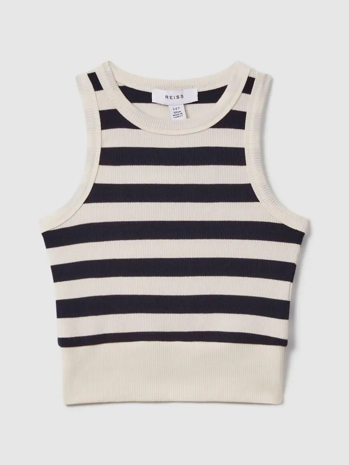 Children Reiss Tops and TShirts Kioni Striped Crew Neck Vest Navy