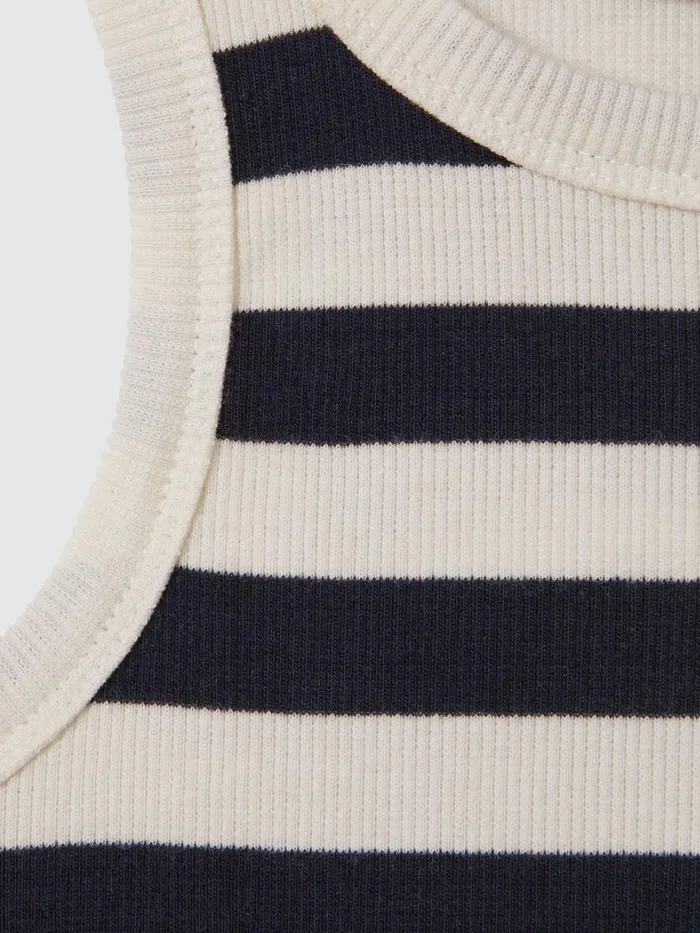 Children Reiss Tops and TShirts Kioni Striped Crew Neck Vest Navy