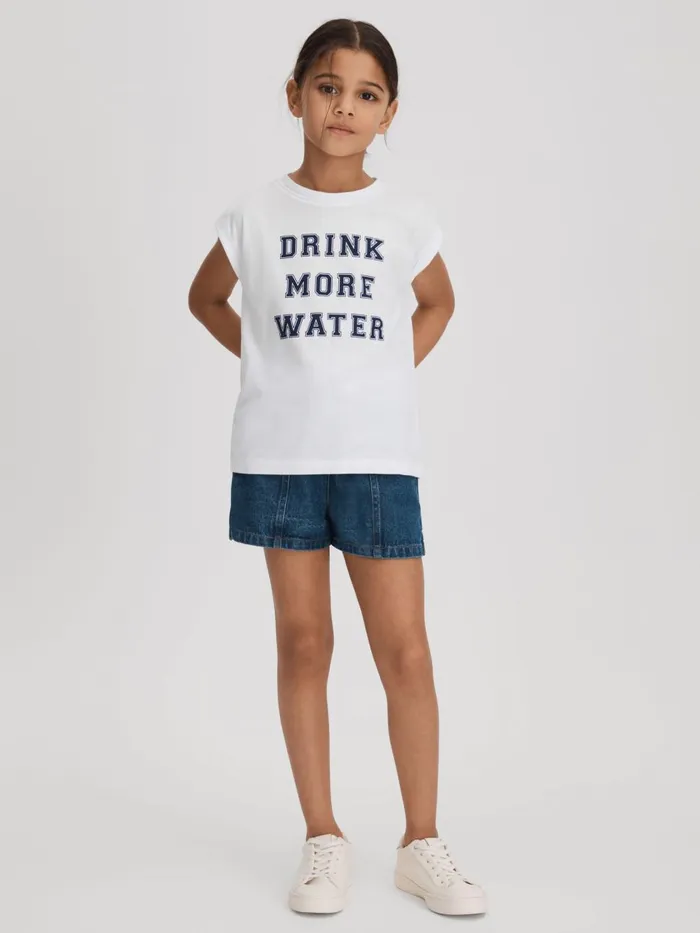 Children Reiss Tops and TShirts Tereza Slogan Crew Neck TShirt Ivory