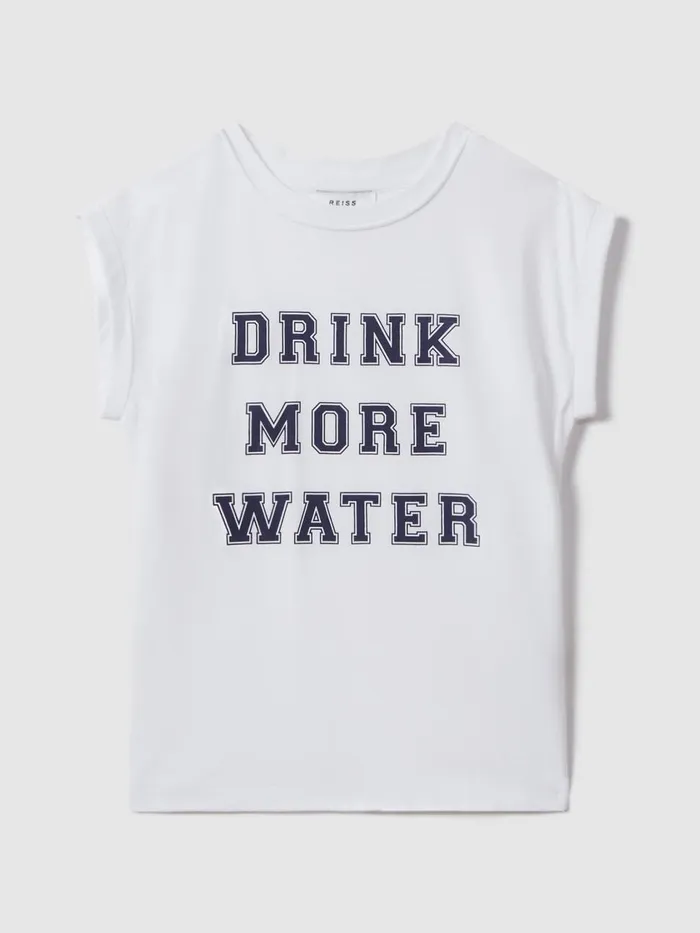 Children Reiss Tops and TShirts Tereza Slogan Crew Neck TShirt Ivory