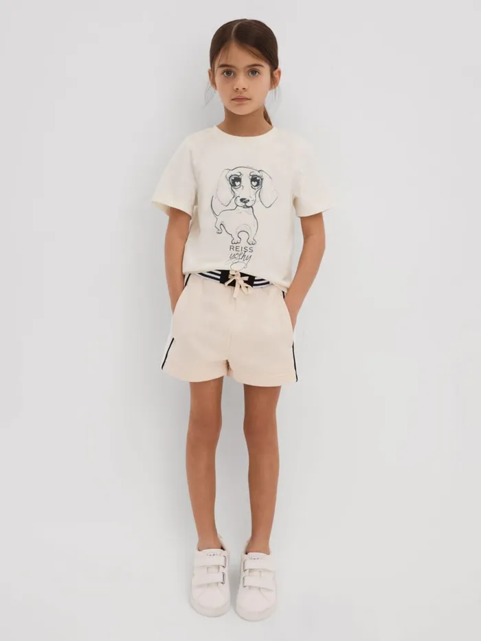 Children Reiss Tops and TShirts Yoshy Cotton Print TShirt Ivory Print