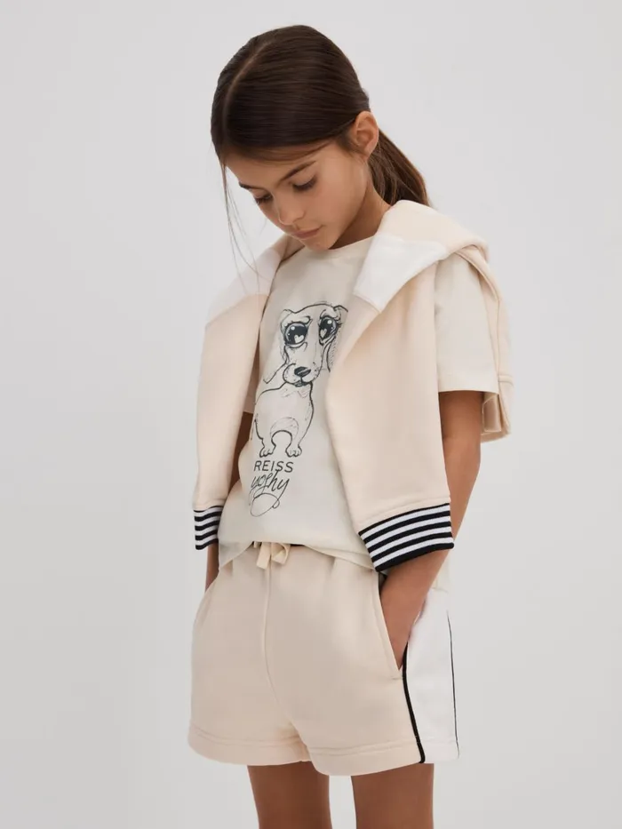 Children Reiss Tops and TShirts Yoshy Cotton Print TShirt Ivory Print