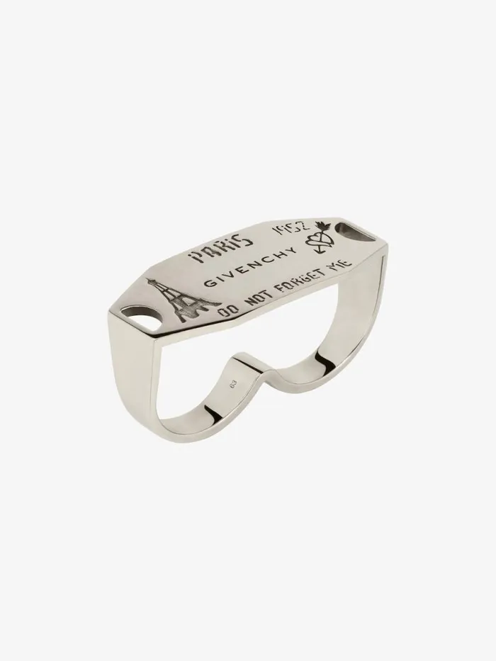 City Double Finger Ring In Metal Silvery Men Givenchy Jewelry