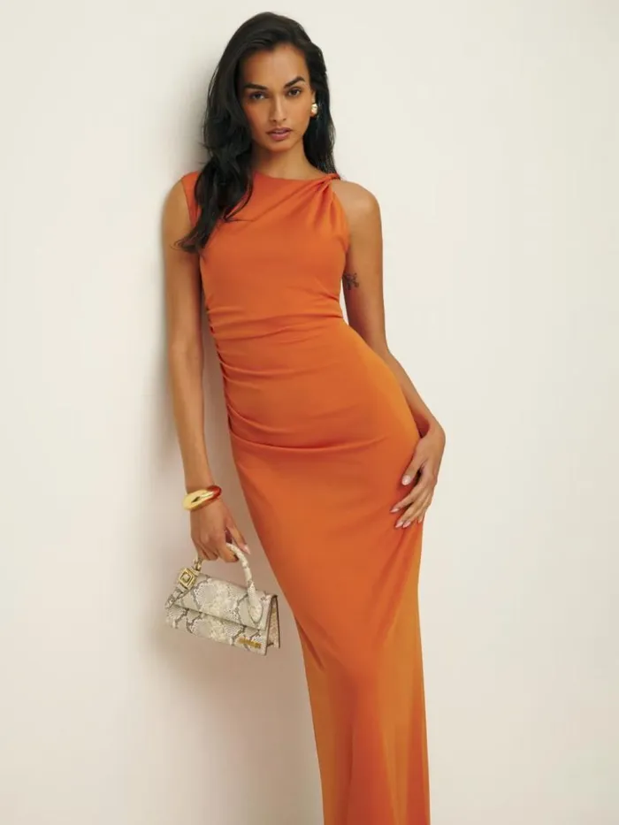 Clothing The Reformation Amara Knit Dress Orange Peel