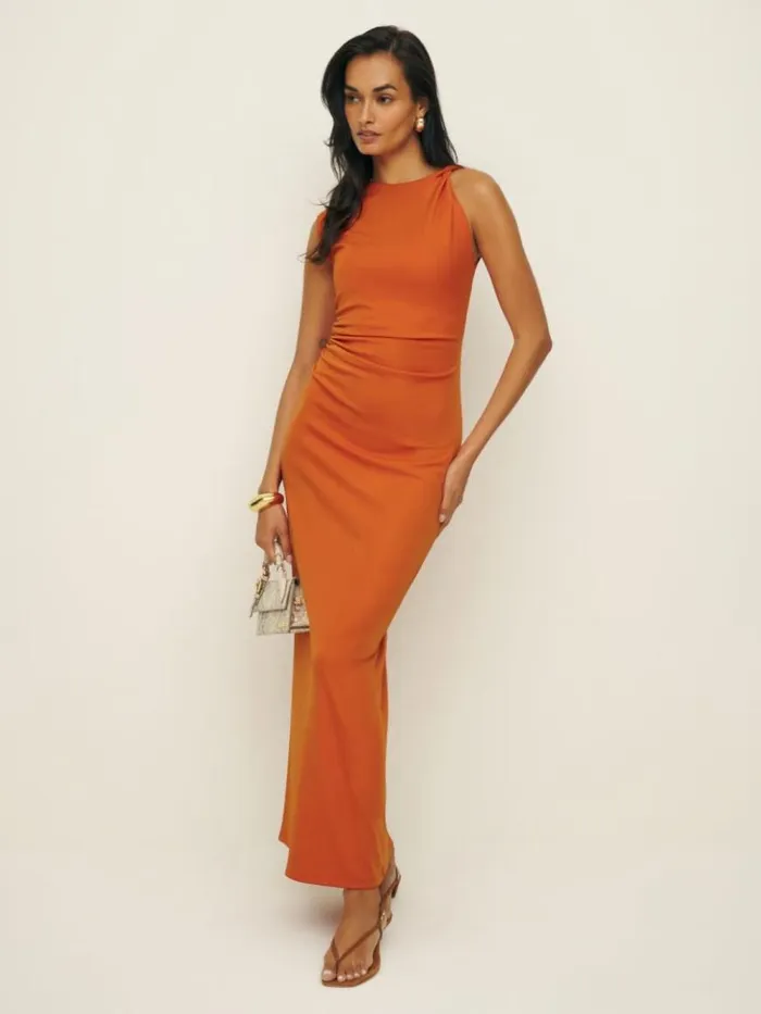 Clothing The Reformation Amara Knit Dress Orange Peel