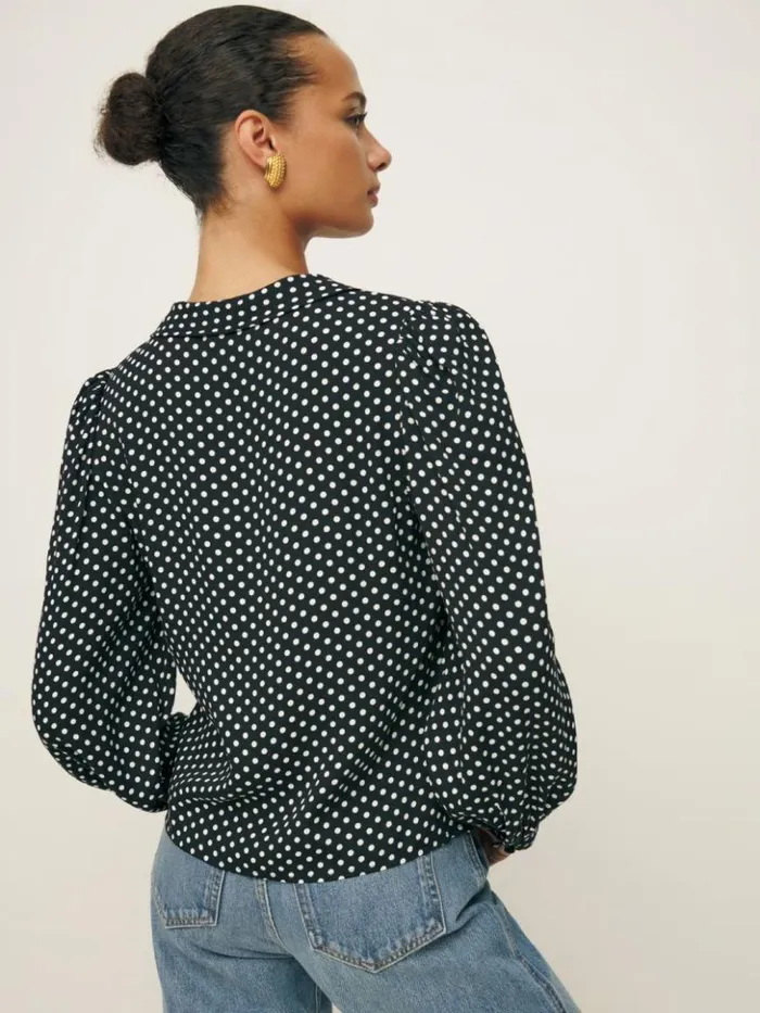 Clothing The Reformation Anaya Top Caviar Dot
