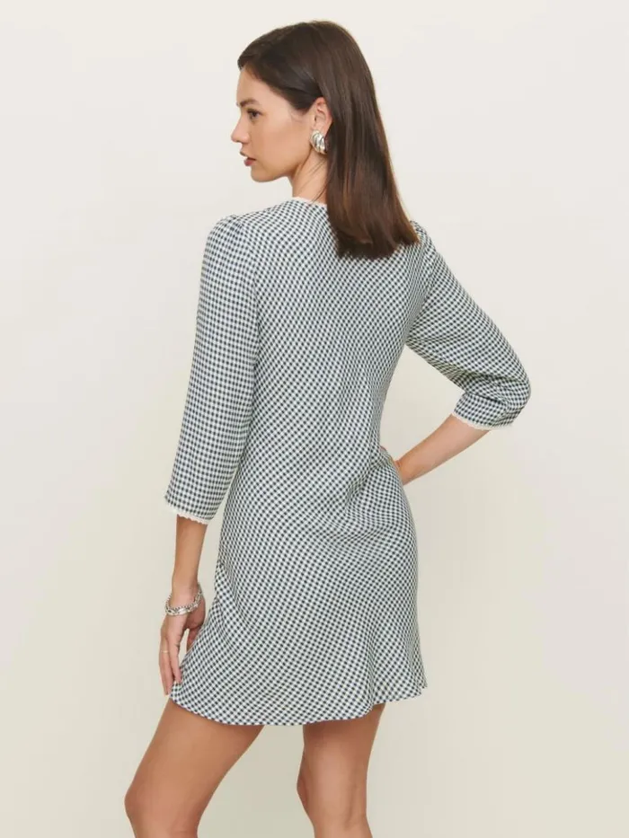 Clothing The Reformation Arlie Dress Slate Check