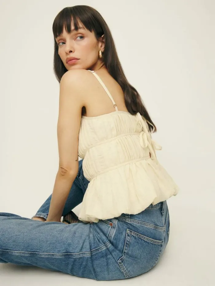 Clothing The Reformation Avani Top Cream