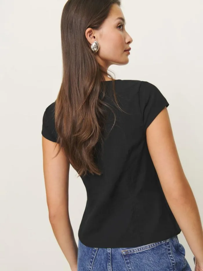 Clothing The Reformation Caily Top Black