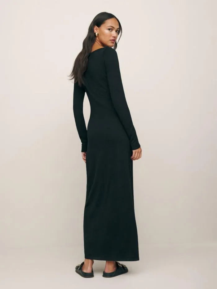 Clothing The Reformation Cameran Regenerative Merino Sweater Dress Black