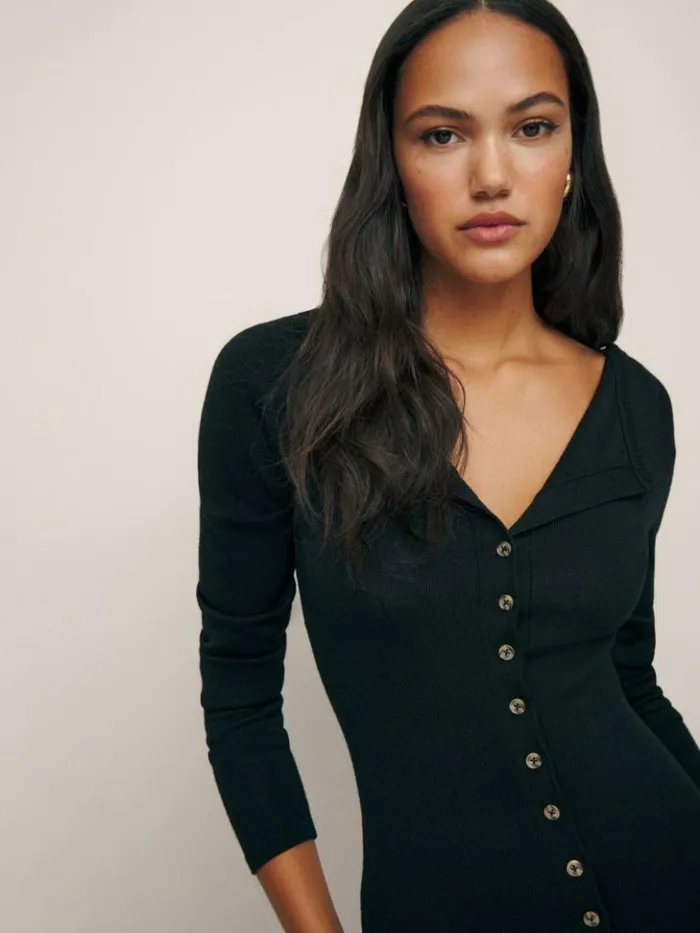 Clothing The Reformation Cameran Regenerative Merino Sweater Dress Black