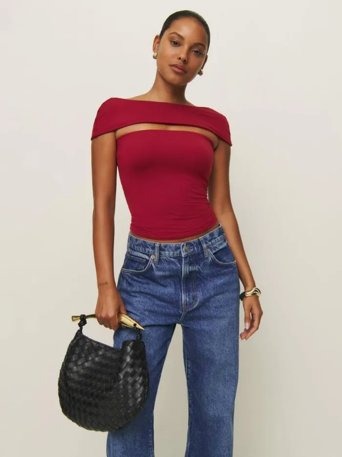 Clothing The Reformation Carmina Knit Top Sangre
