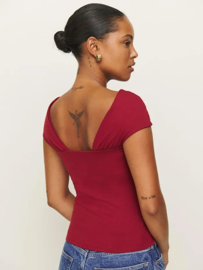 Clothing The Reformation Carmina Knit Top Sangre