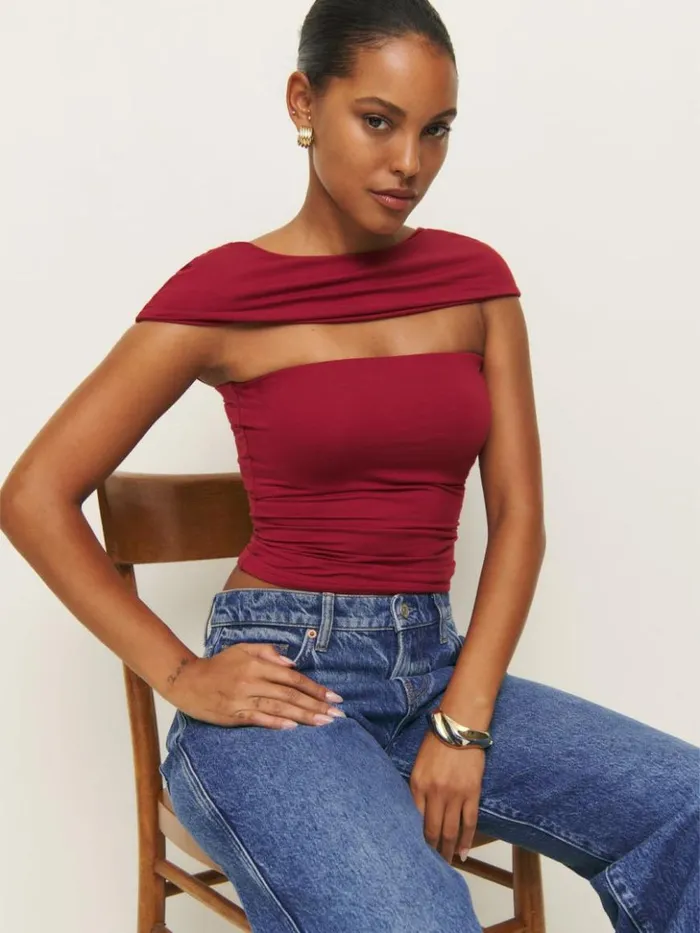 Clothing The Reformation Carmina Knit Top Sangre