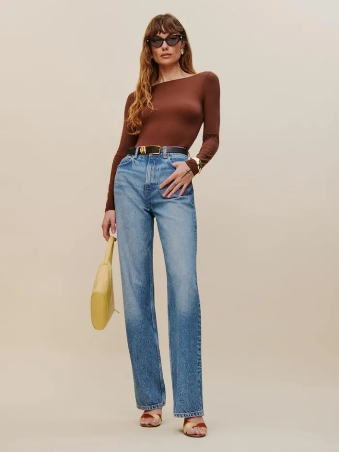 Clothing The Reformation Cary High Rise Slouchy Straight Leg Jeans Colorado