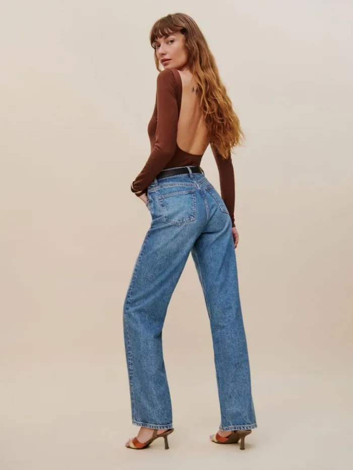 Clothing The Reformation Cary High Rise Slouchy Straight Leg Jeans Colorado