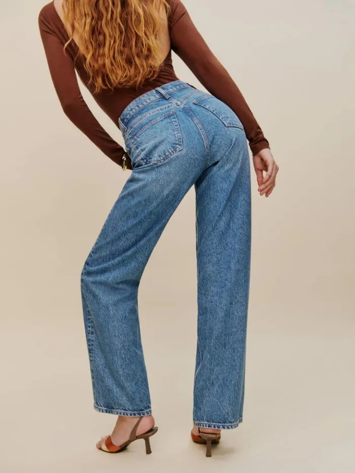 Clothing The Reformation Cary High Rise Slouchy Straight Leg Jeans Colorado