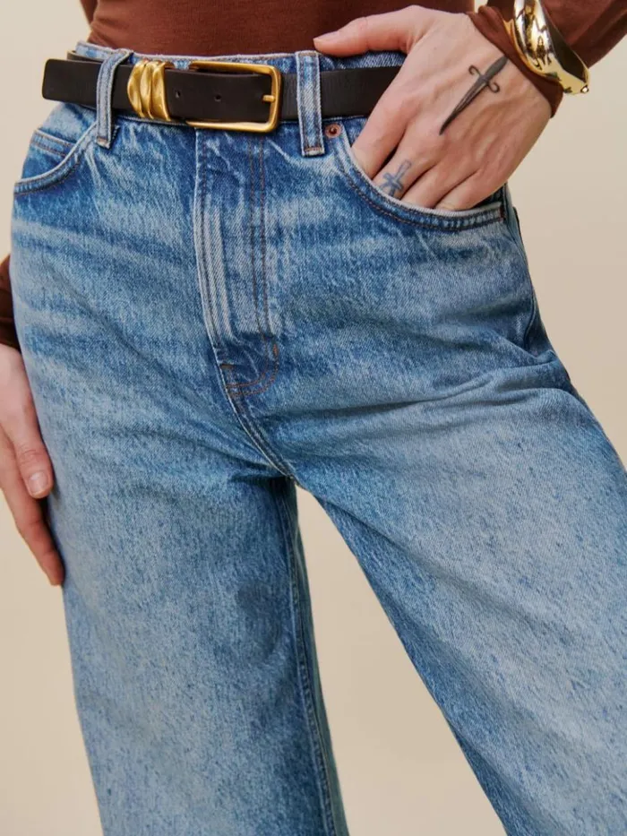 Clothing The Reformation Cary High Rise Slouchy Straight Leg Jeans Colorado