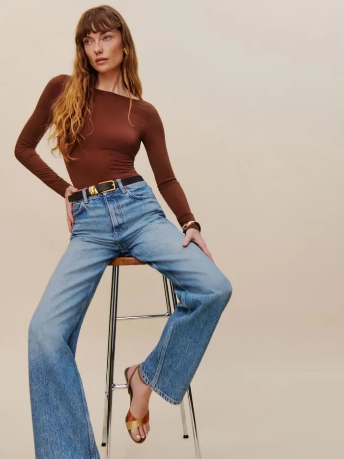 Clothing The Reformation Cary High Rise Slouchy Straight Leg Jeans Colorado