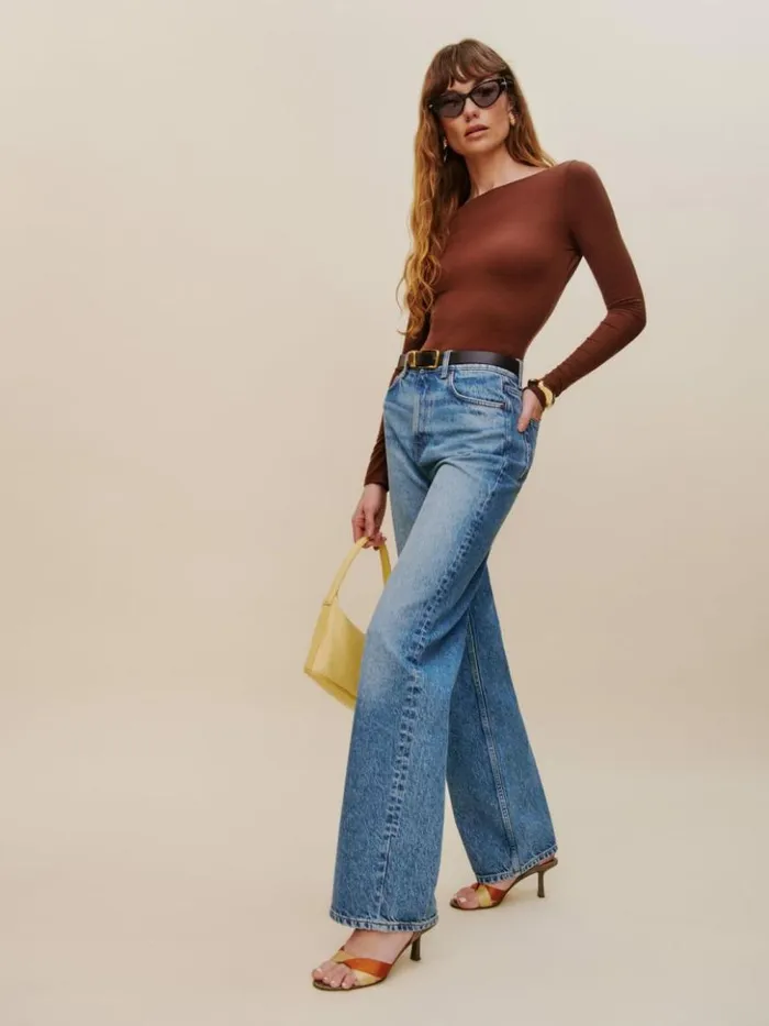Clothing The Reformation Cary High Rise Slouchy Straight Leg Jeans Colorado