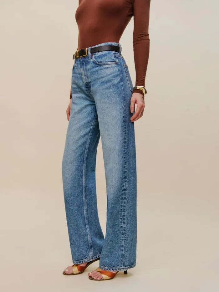 Clothing The Reformation Cary High Rise Slouchy Straight Leg Jeans Colorado
