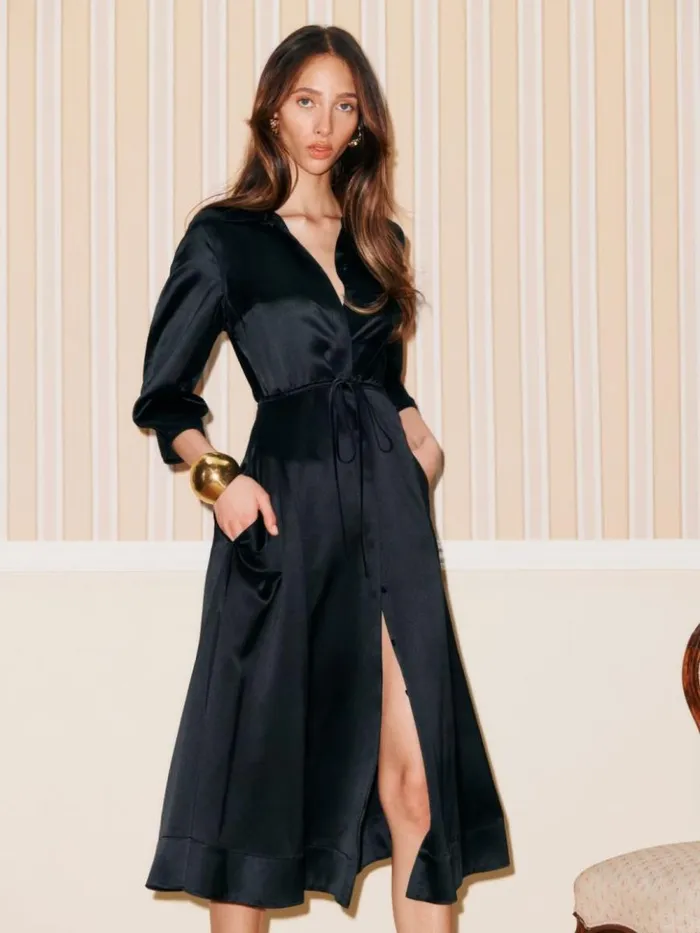 Clothing The Reformation Cavell Dress Black