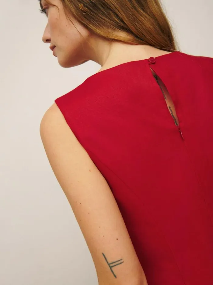 Clothing The Reformation Citron Linen Dress Cherry