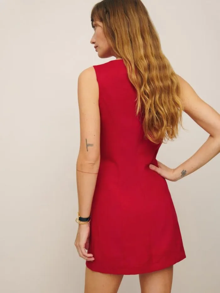Clothing The Reformation Citron Linen Dress Cherry