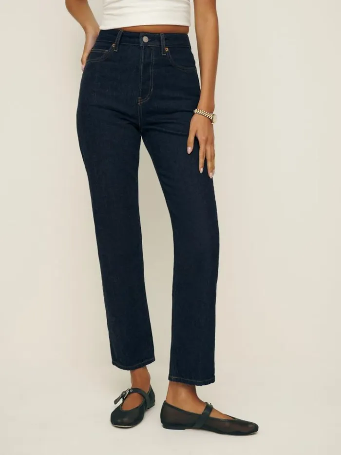 Clothing The Reformation Cynthia High Rise Straight Cropped Jeans Ondine