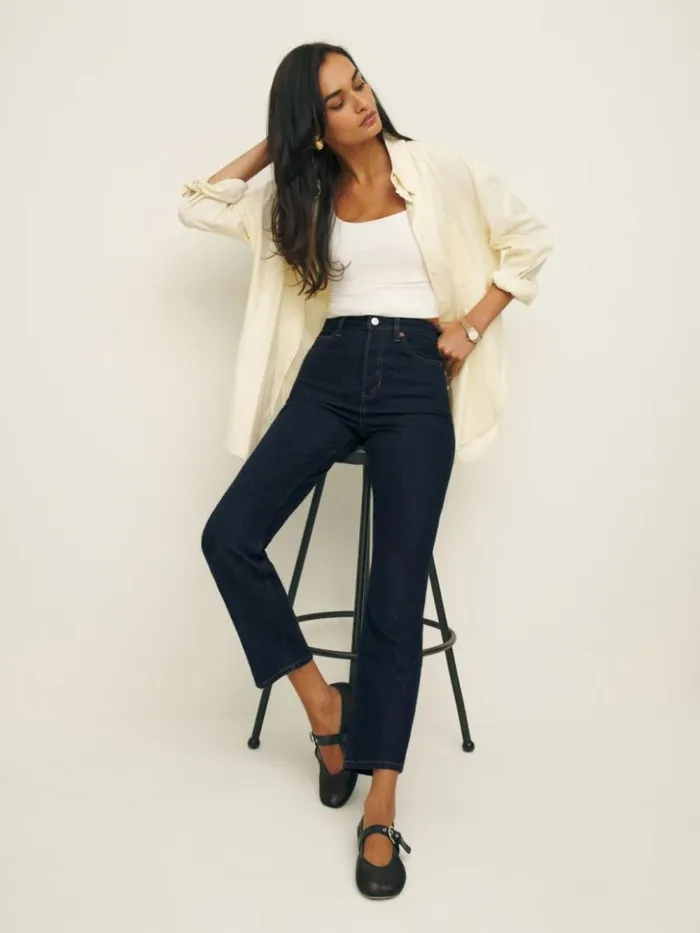 Clothing The Reformation Cynthia High Rise Straight Cropped Jeans Ondine