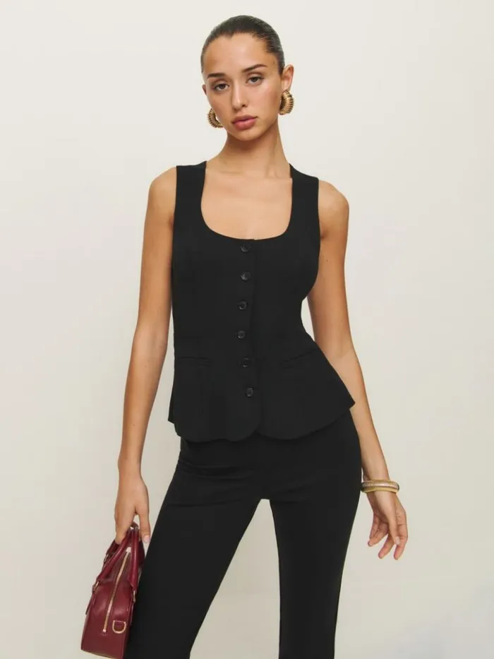 Clothing The Reformation Delanie Top Black