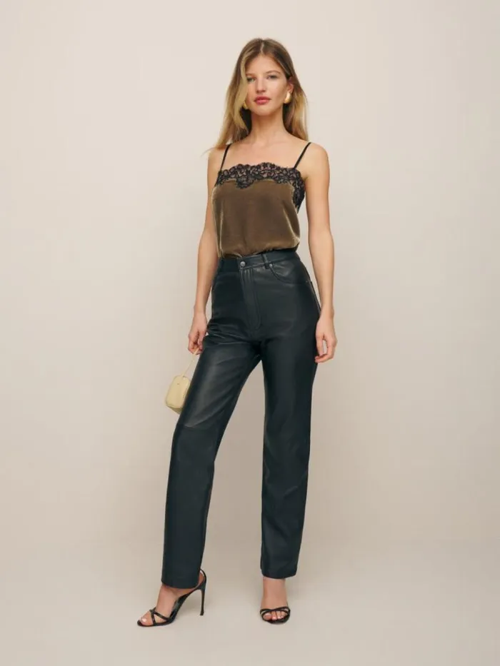 Clothing The Reformation Estelle Velvet Top Portabella