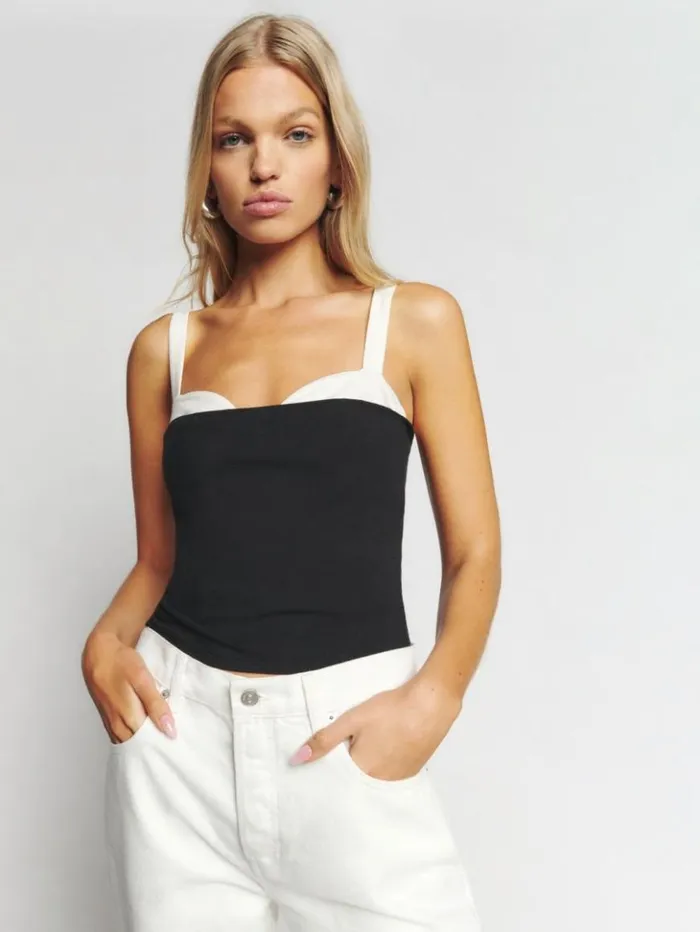 Clothing The Reformation Harlan Knit Top Black