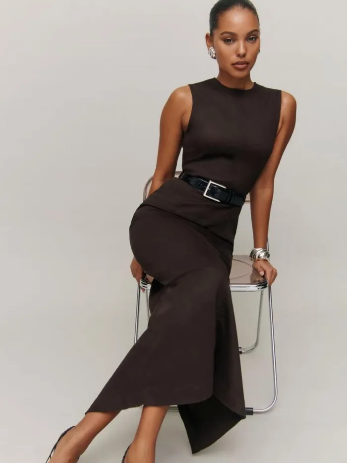 Clothing The Reformation Kendi Denim Midi Dress Mole