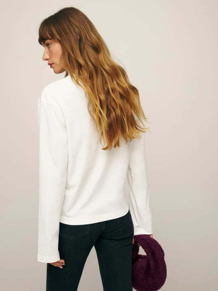 Clothing The Reformation Kingston Long Sleeve Tee White