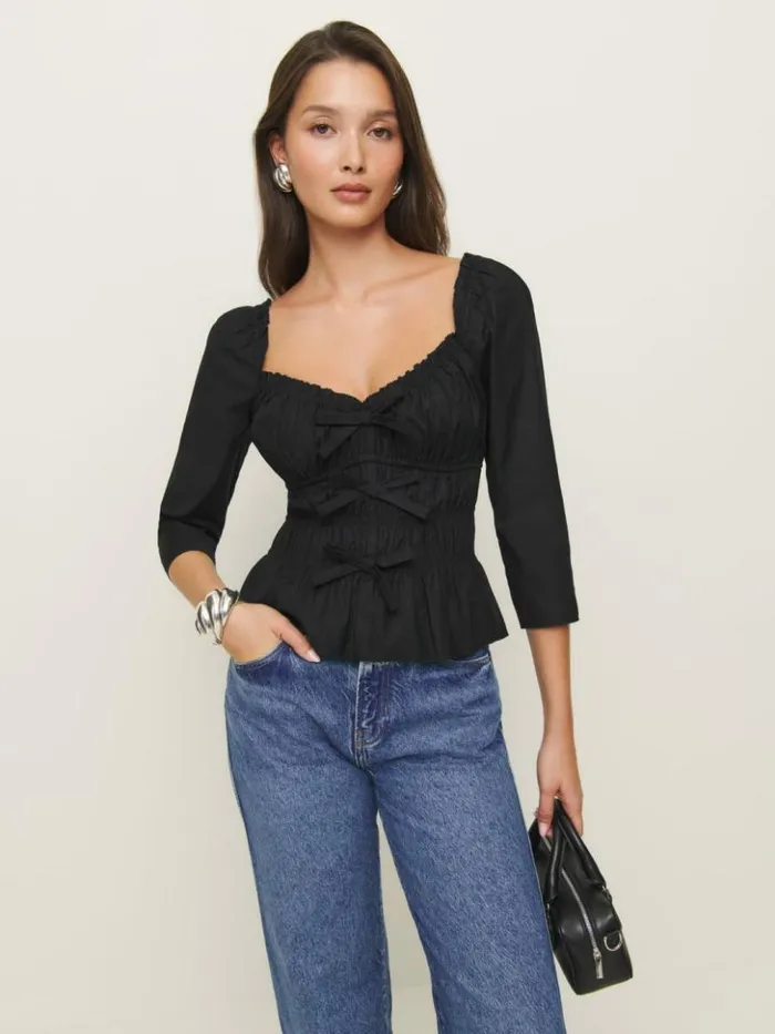 Clothing The Reformation Lauryn Top Black
