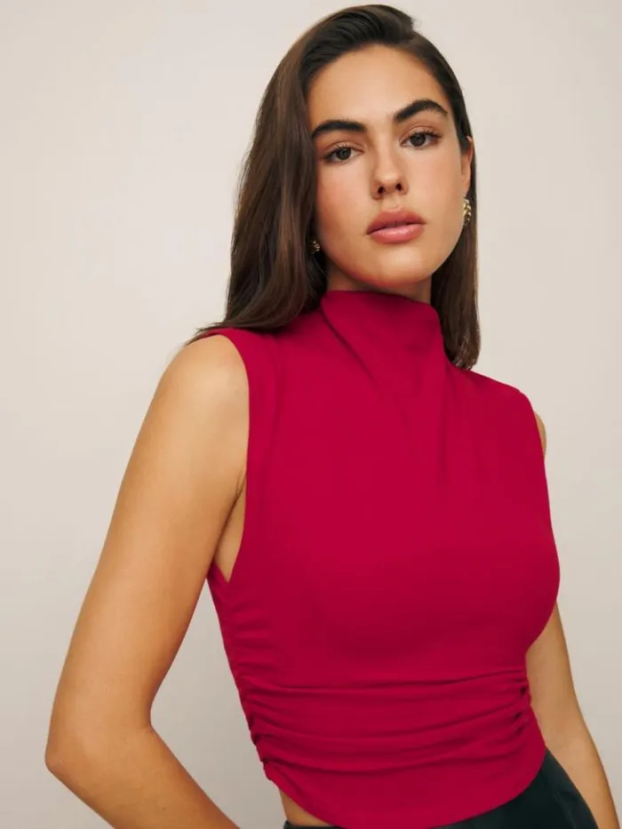 Clothing The Reformation Lindy Knit Top Lipstick