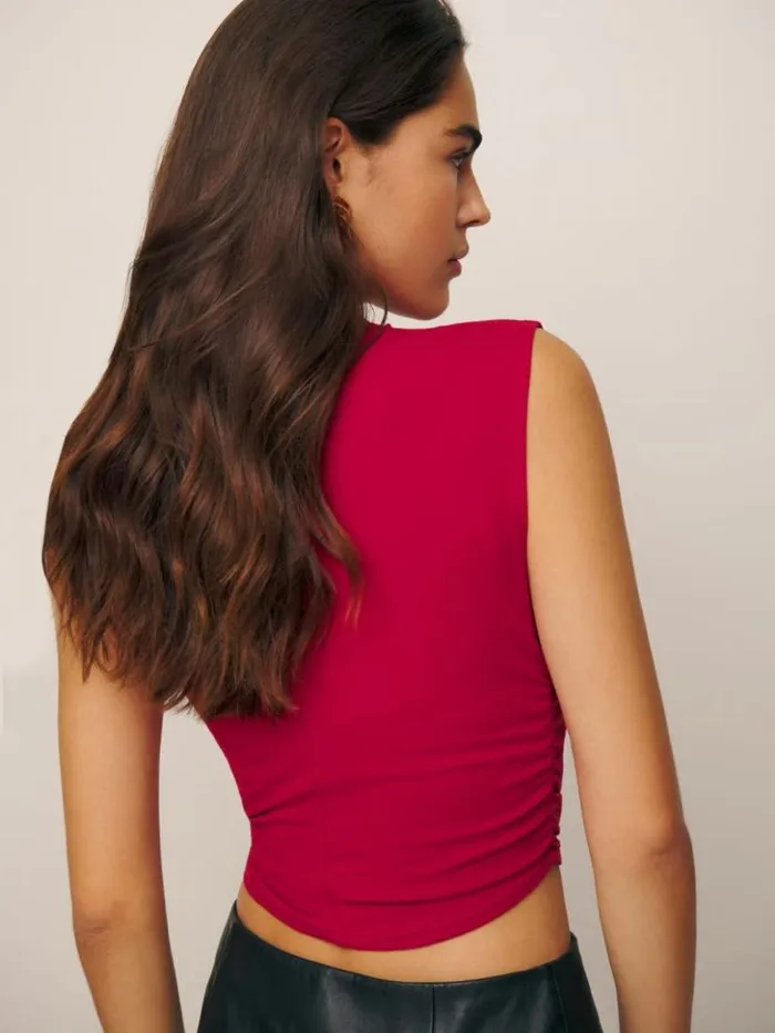 Clothing The Reformation Lindy Knit Top Lipstick