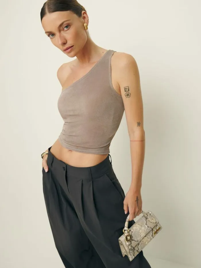 Clothing The Reformation Maddie Knit Top Taupe