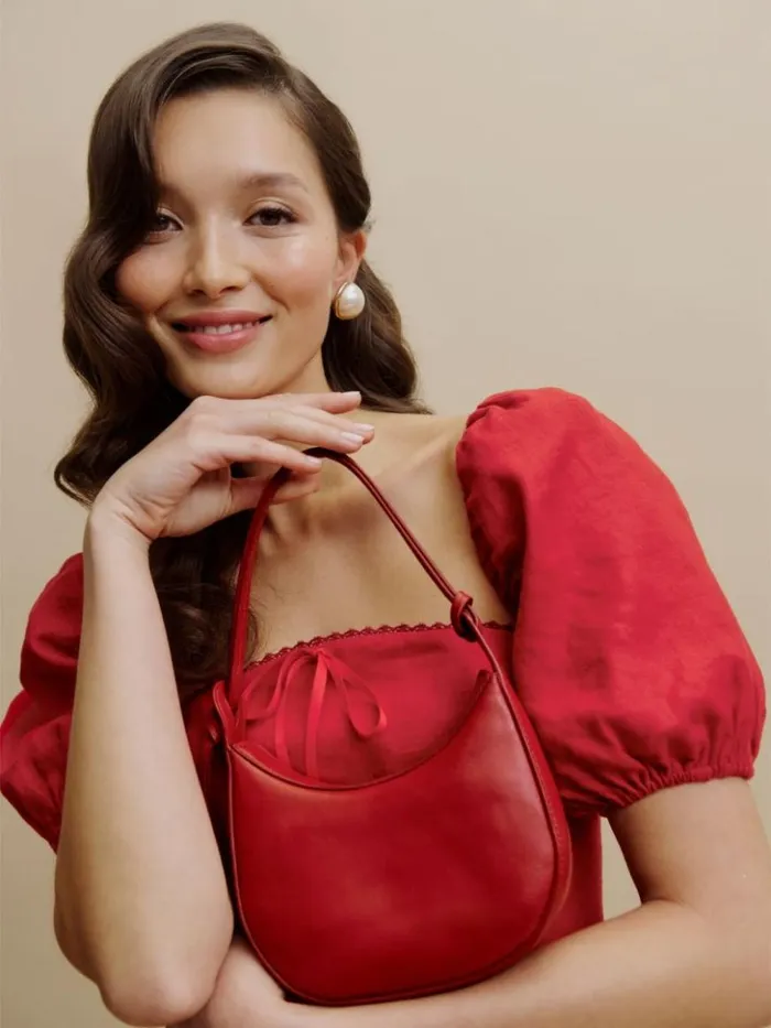 Clothing The Reformation Marella Linen Dress Cherry