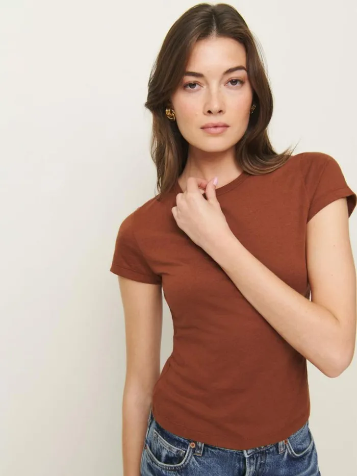 Clothing The Reformation Max Slim Tee Fig Jam