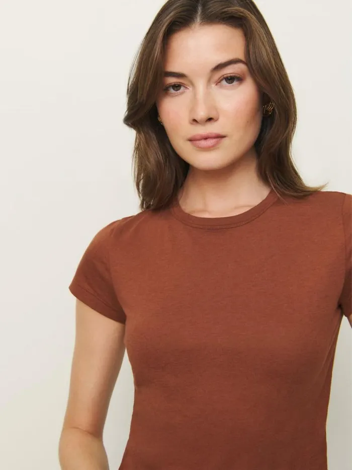 Clothing The Reformation Max Slim Tee Fig Jam