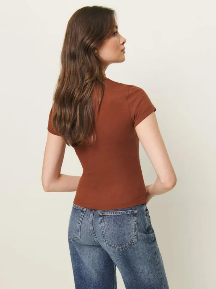 Clothing The Reformation Max Slim Tee Fig Jam