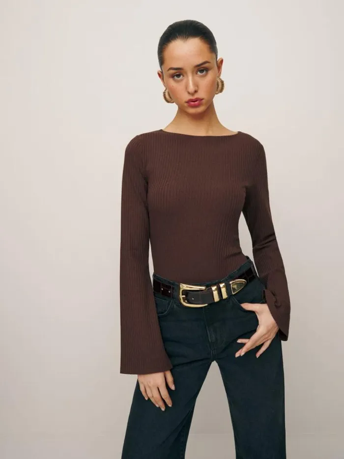 Clothing The Reformation Miller Knit Top Cafe